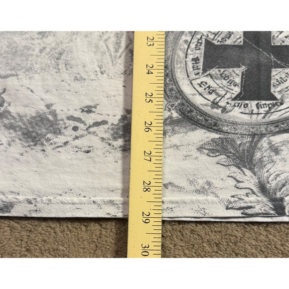 VTG White MMA Elite Aop Graphic T Shirt Mens 2XL Grunge Y2K Cross Skull Print - Picture 5 of 6